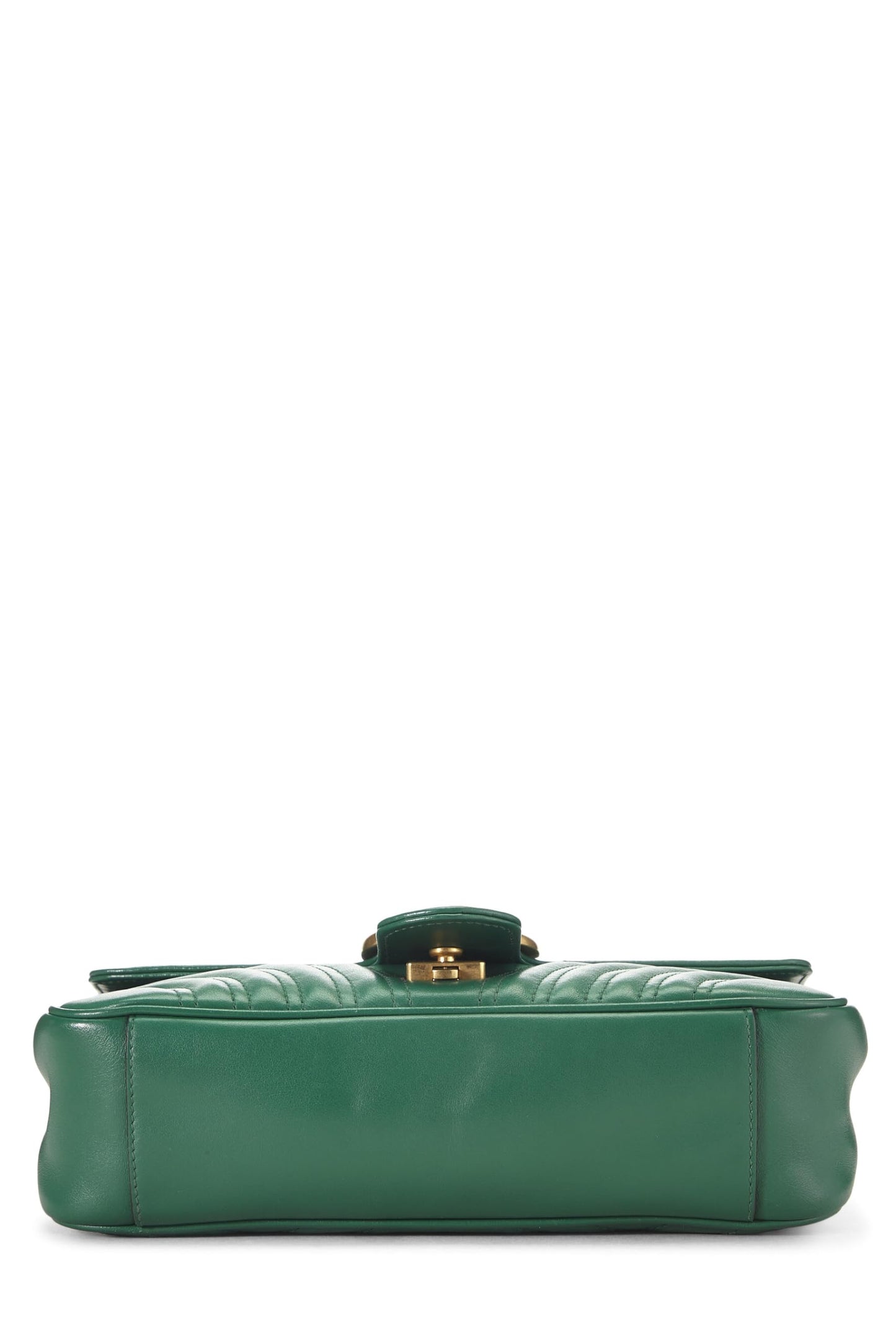 Gucci, Green Leather Matelassé Marmont Shoulder Bag Small, Green