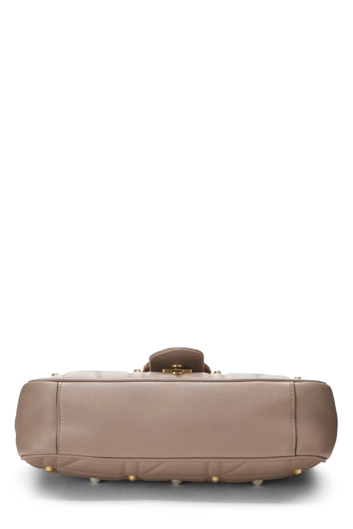 Gucci, Pink Leather & Faux Pearl GG Marmont Shoulder Bag Small, Beige