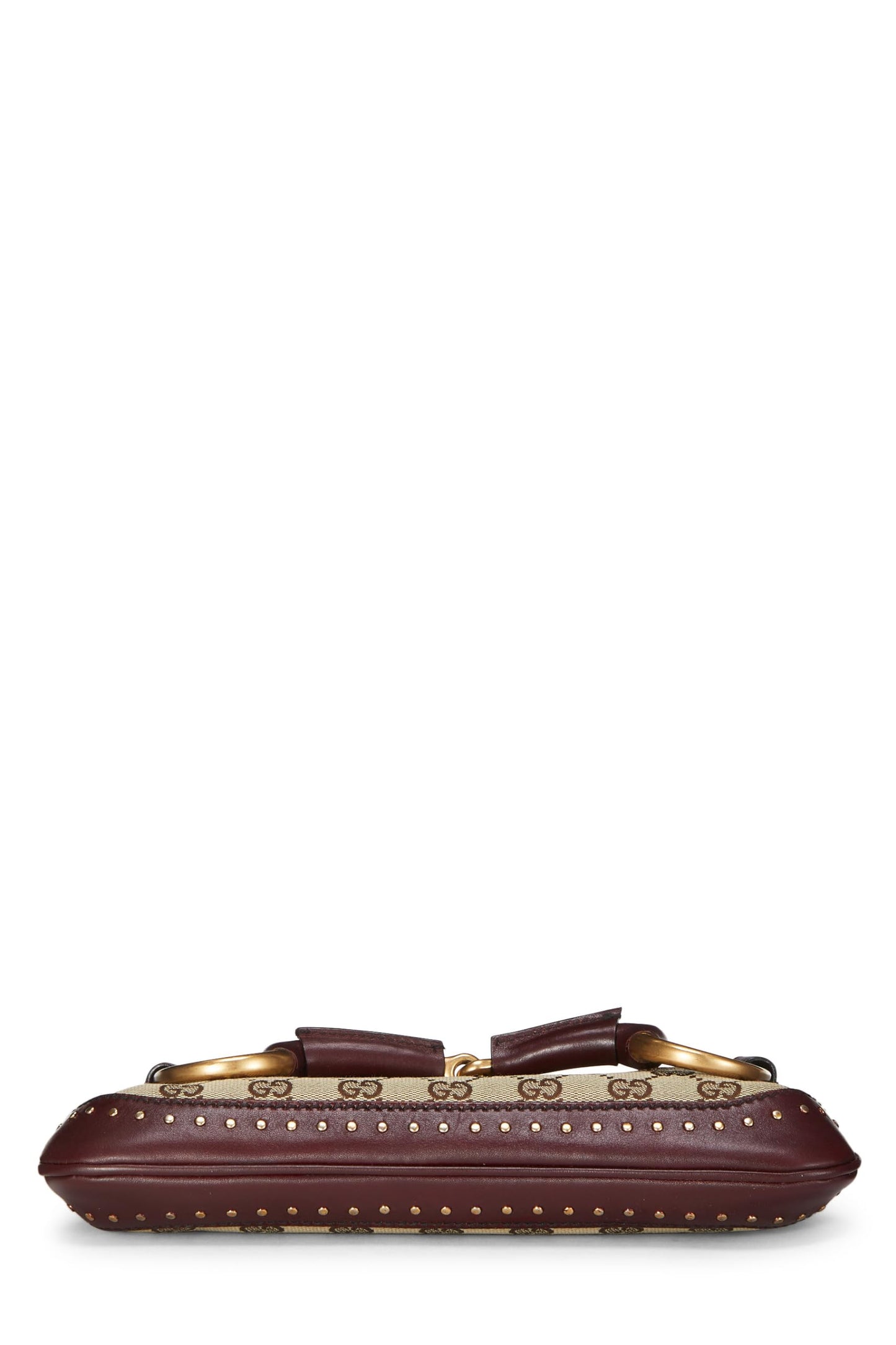 Gucci, Burgundy Original GG Canvas Studded Horsebit Chain Clutch, Burgundy