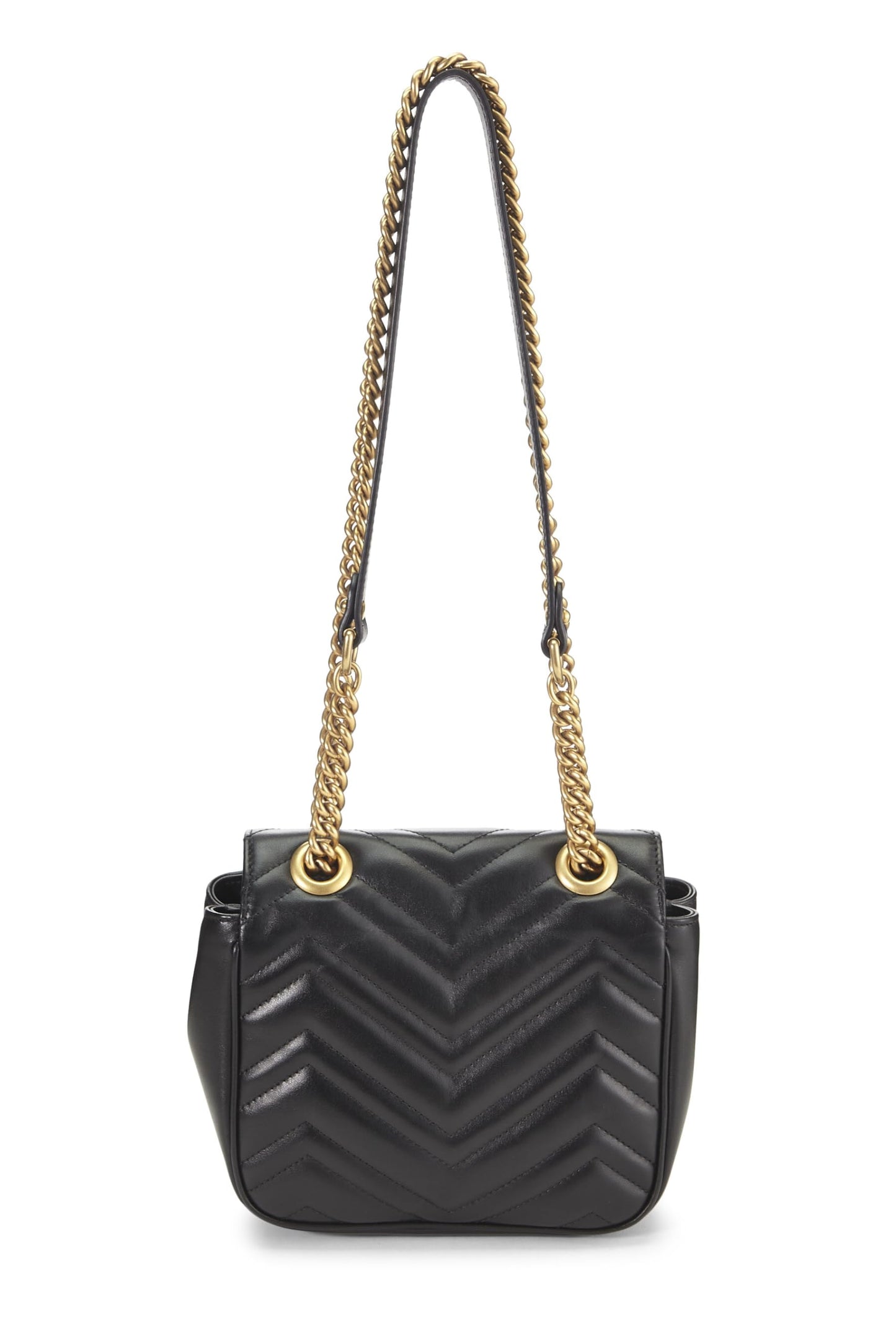Gucci, Black Leather GG Marmont Shoulder Bag Mini, Black