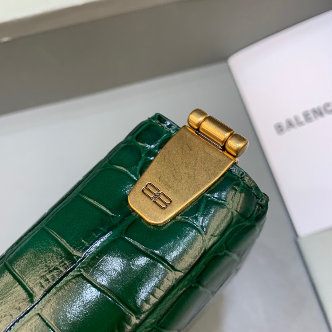 Top Quality Triplet Small Bag CrocoTop Qualityle Embossed Green, For Women,  Bags 8.3in/21cm