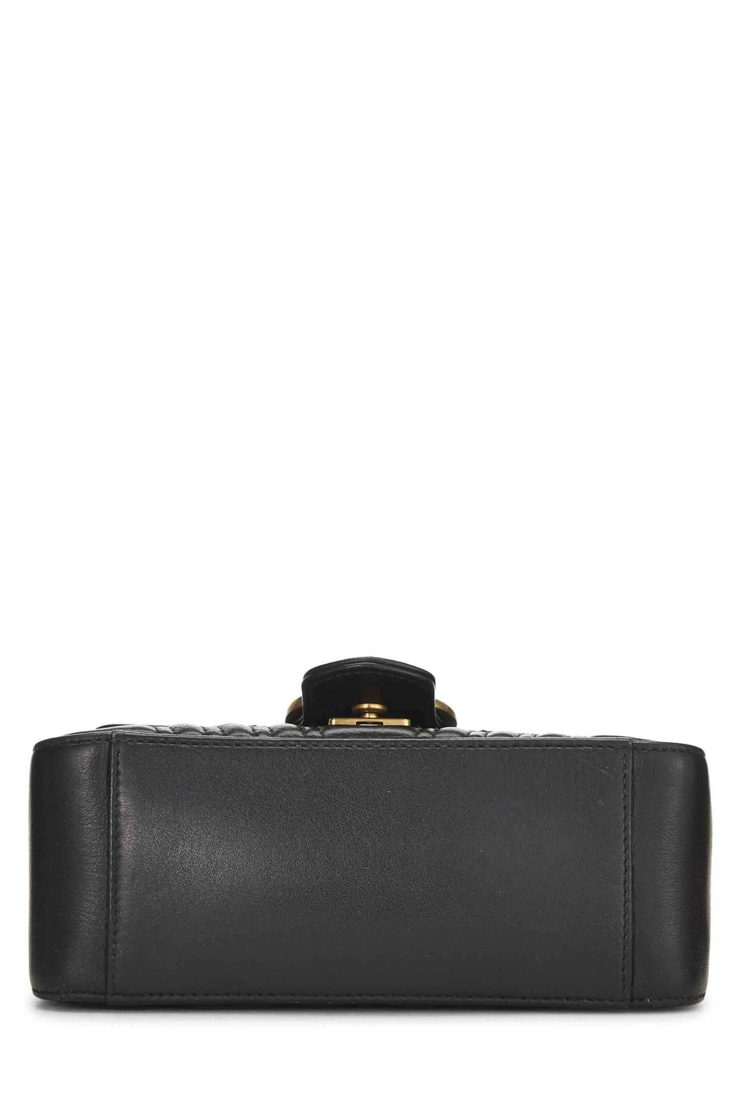 Gucci, Black Leather Torchon GG Marmont Top Handle Flap Bag Mini, Black