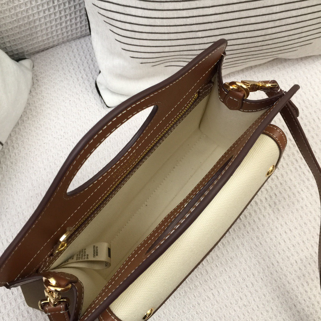Top Quality Mini Two-tone Canvas And Pocket Bag Brown For Women, Bags 10.4in/26.5cm 80393611