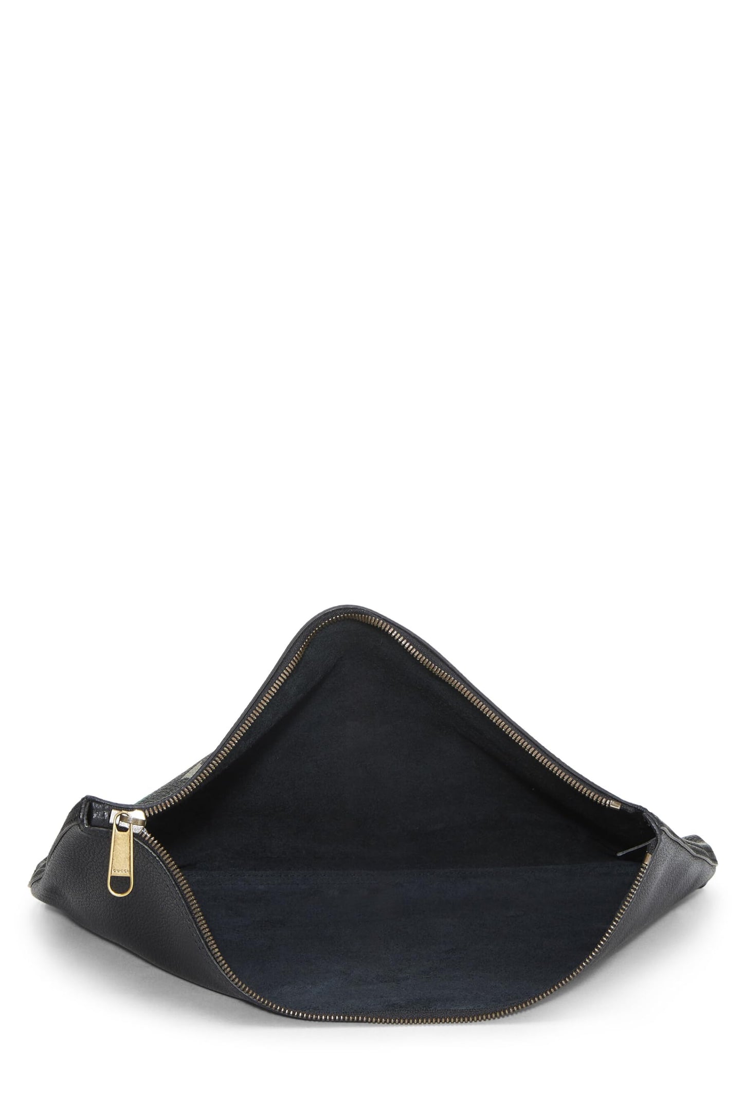 Gucci, Black Leather Logo Print Pouch, Black