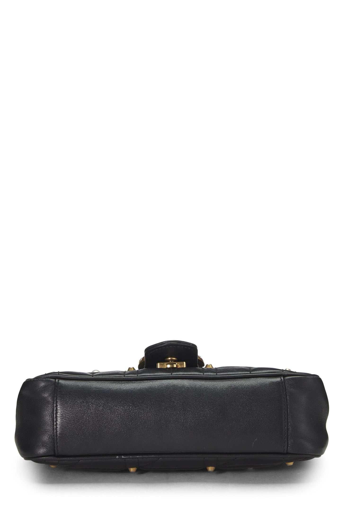 Gucci, Black Leather & Faux Pearl GG Marmont Shoulder Bag Small, Black