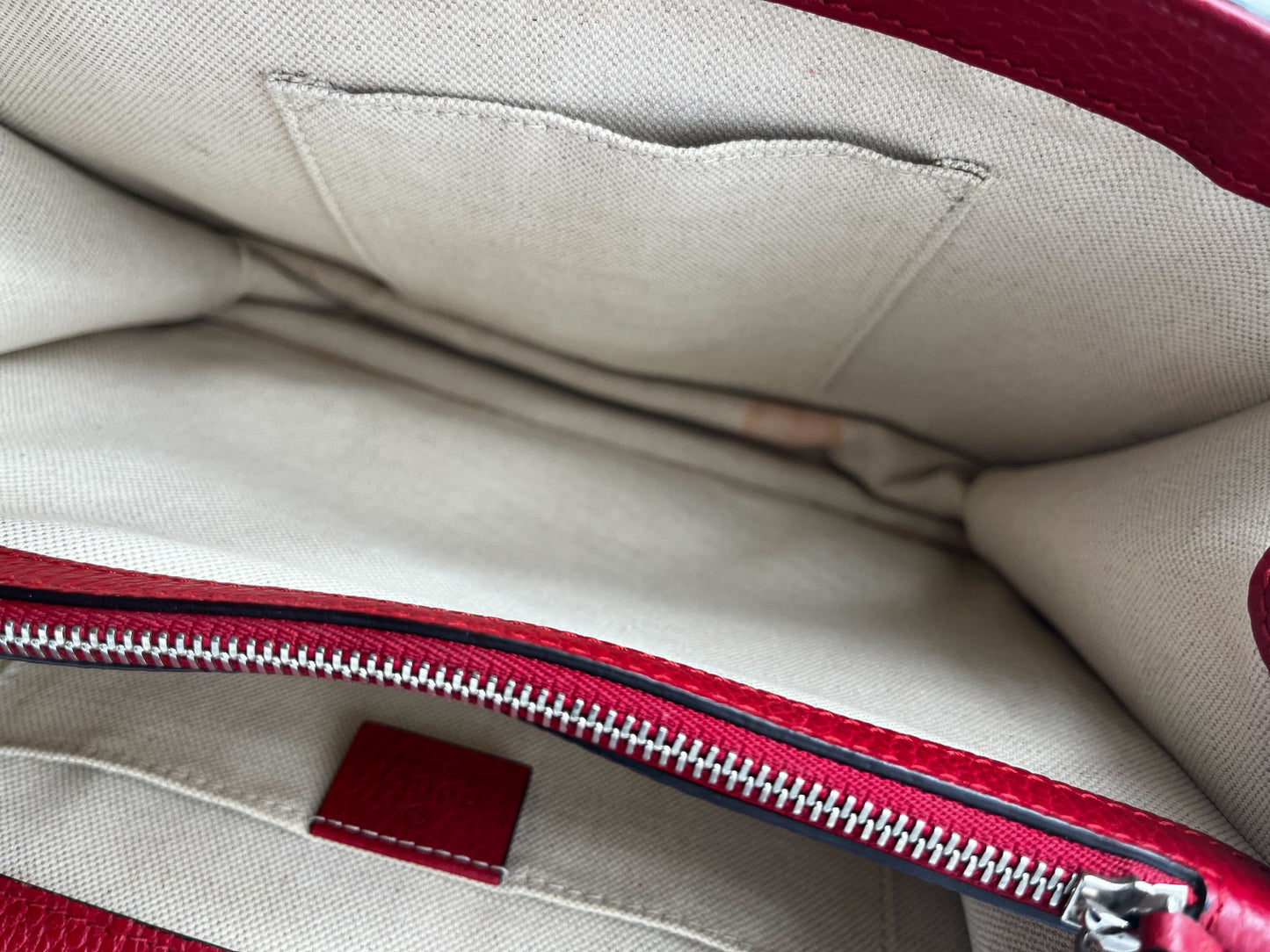 Gucci Dionysus Bamboo Top Handle Bag Leather Red Leather Handbag ( )