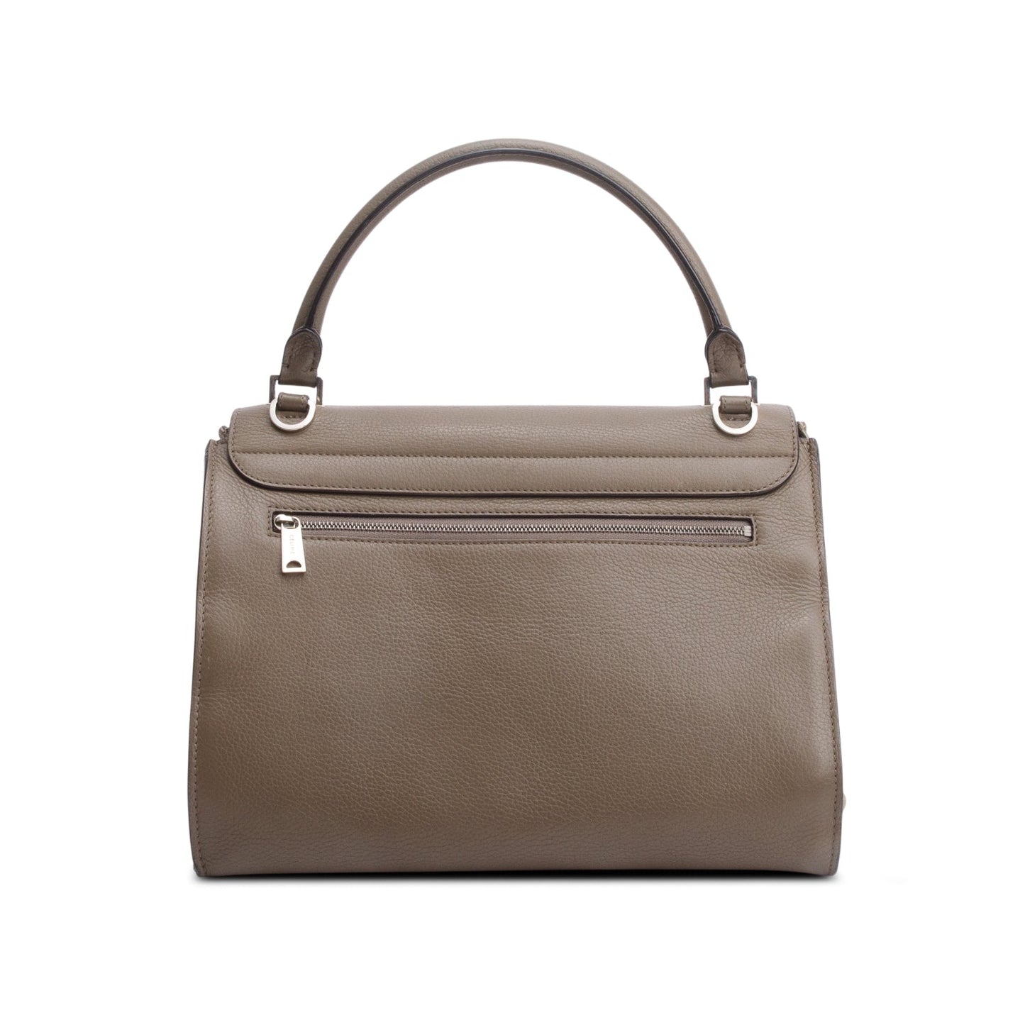 Celine Taupe Calfskin Leather Suede Trim Medium Trapeze Bag