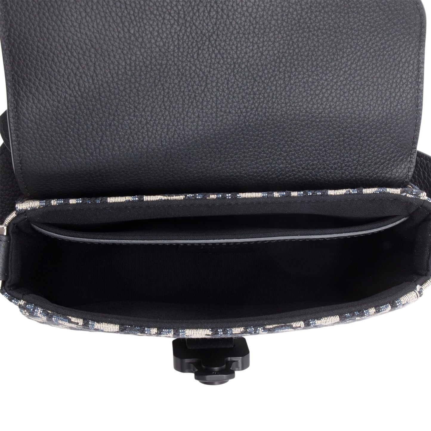 Christian Dior 2024 Black Calfskin Leather Oblique Mini Saddle Messenger Bag