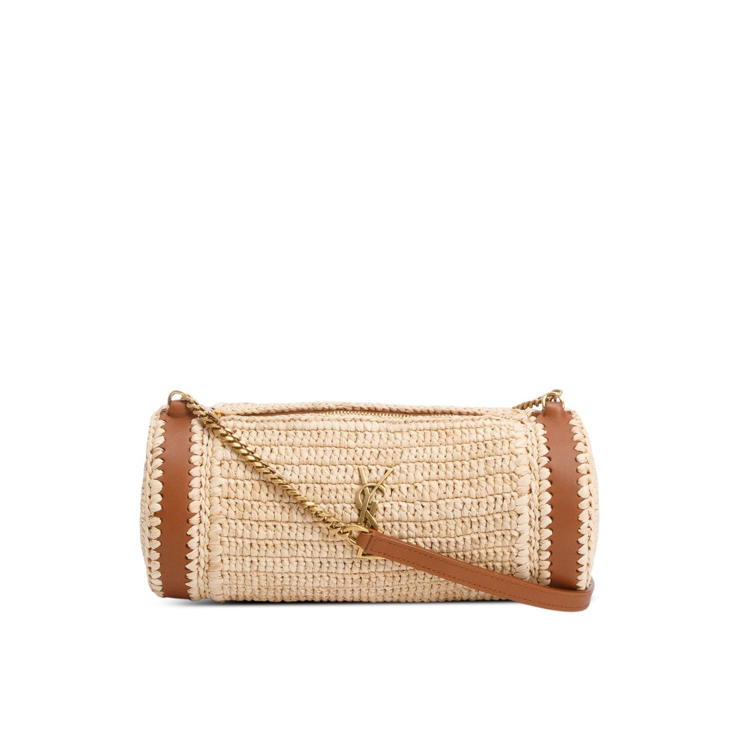 Saint Laurent 2024 Neutral Raffia Small Sade Tube Bag