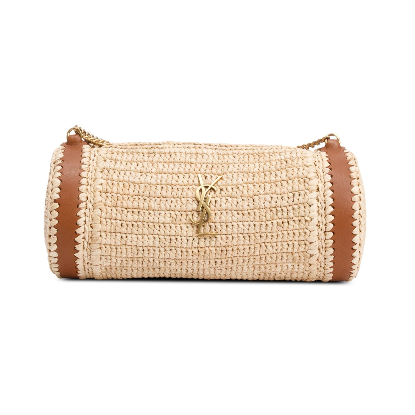 Saint Laurent 2024 Neutral Raffia Small Sade Tube Bag