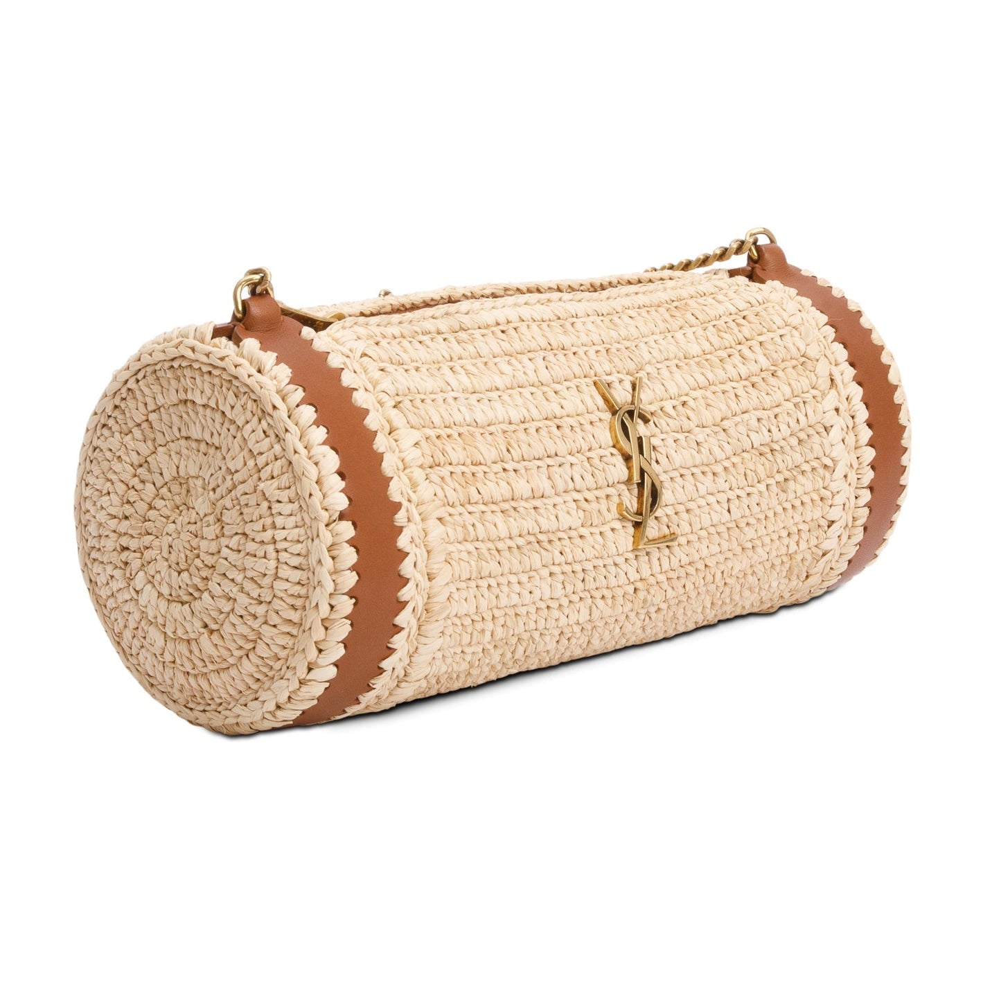 Saint Laurent 2024 Neutral Raffia Small Sade Tube Bag