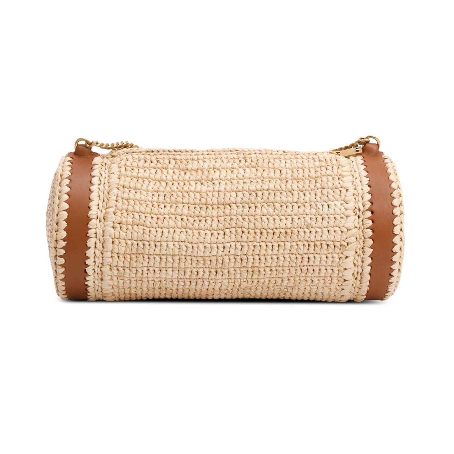 Saint Laurent 2024 Neutral Raffia Small Sade Tube Bag