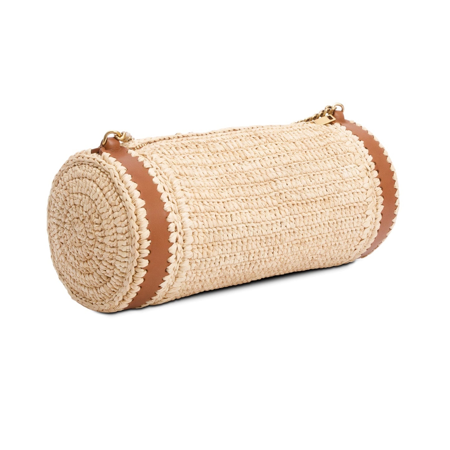 Saint Laurent 2024 Neutral Raffia Small Sade Tube Bag