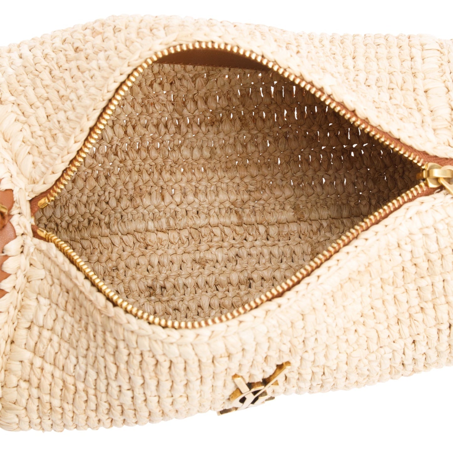 Saint Laurent 2024 Neutral Raffia Small Sade Tube Bag