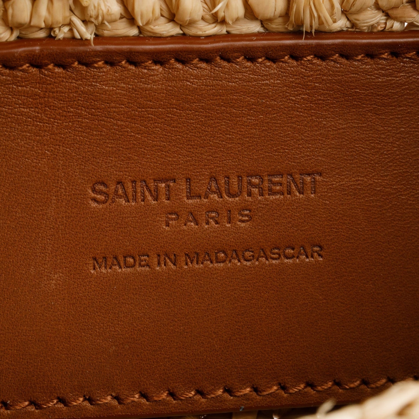 Saint Laurent 2024 Neutral Raffia Small Sade Tube Bag
