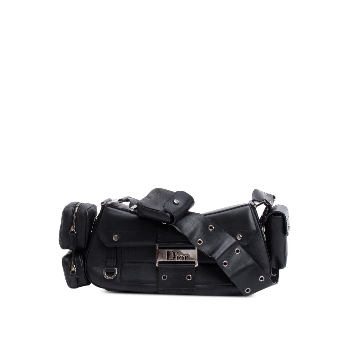 Christian Dior Black Leather Street Chic Columbus Cargo Shoulder Bag