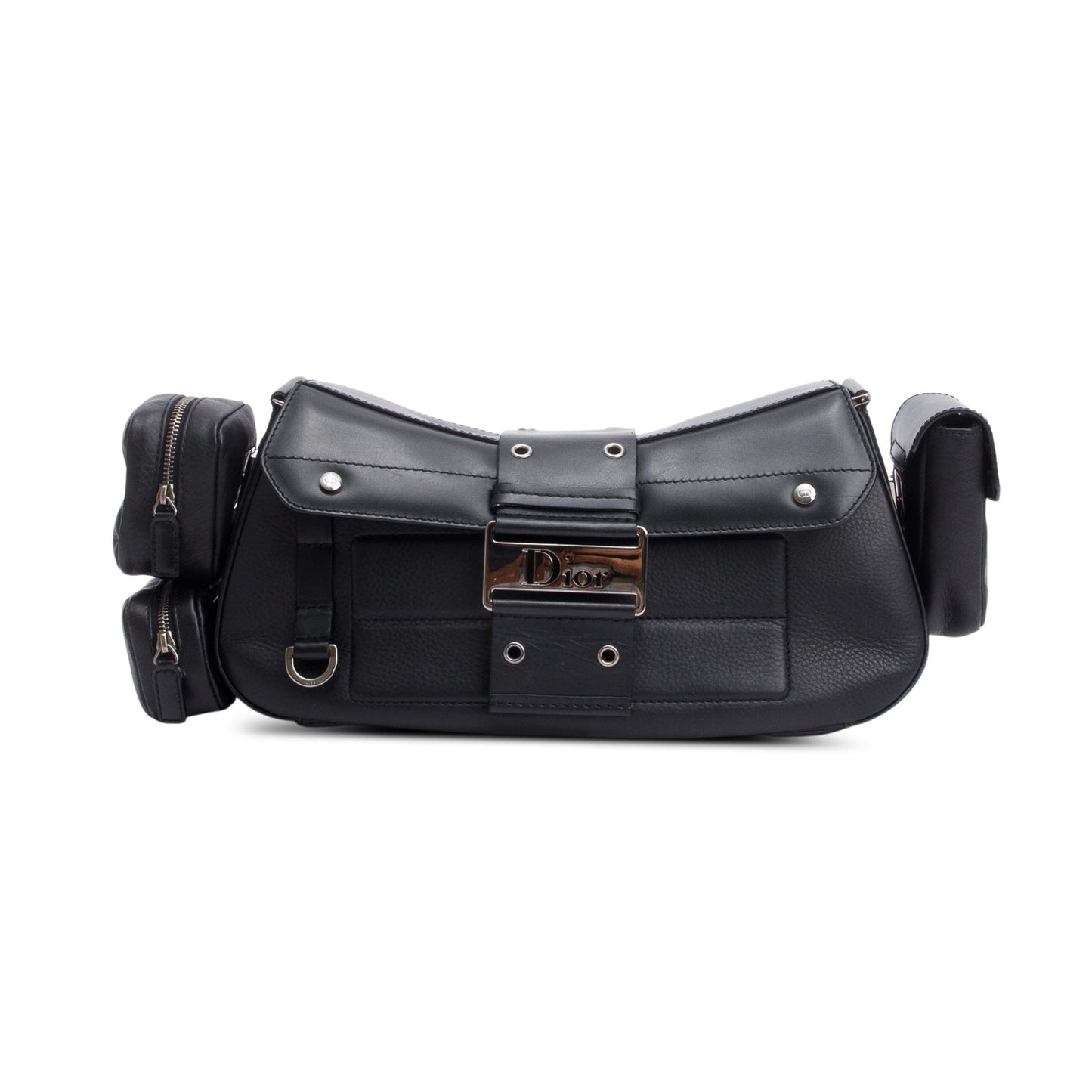 Christian Dior Black Leather Street Chic Columbus Cargo Shoulder Bag