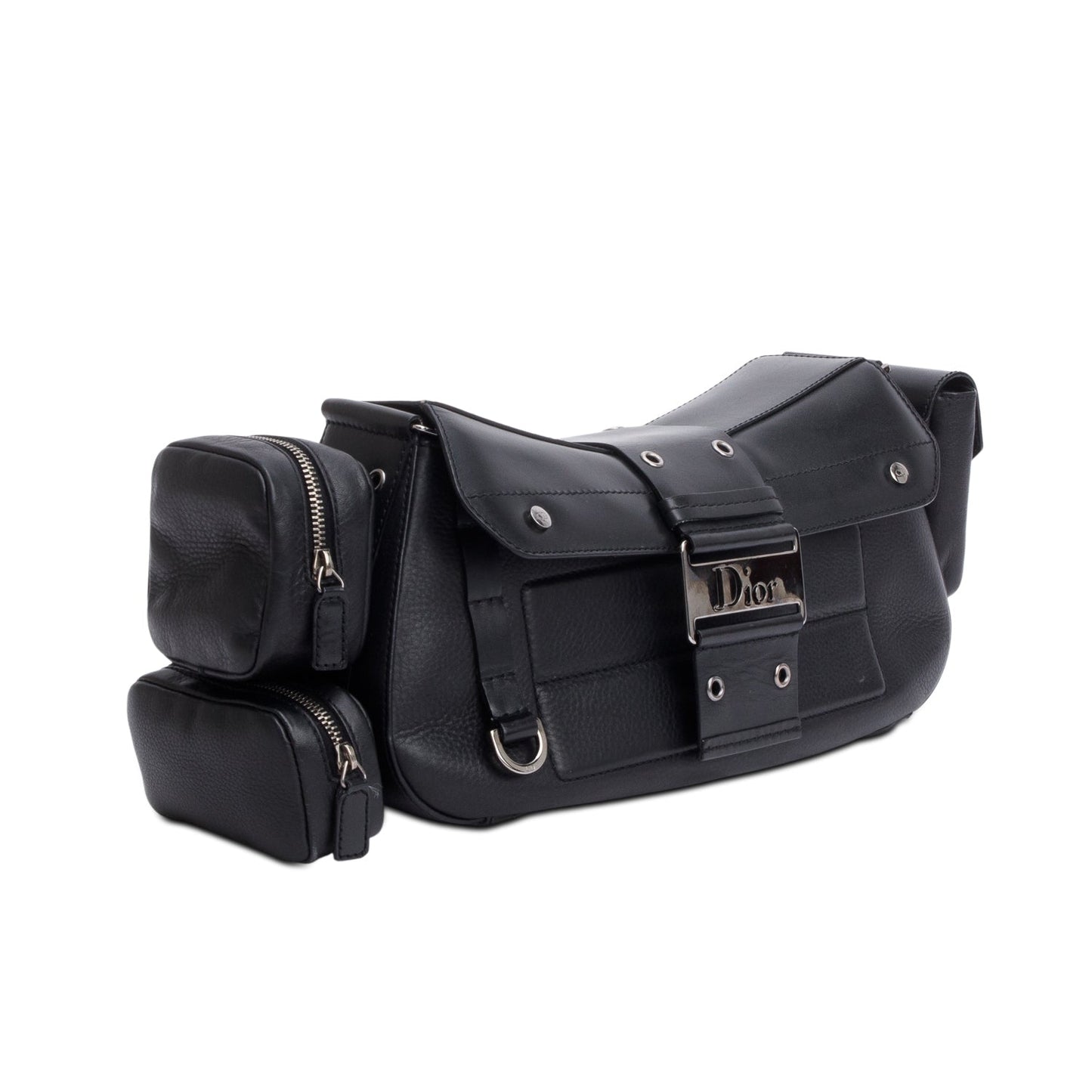 Christian Dior Black Leather Street Chic Columbus Cargo Shoulder Bag