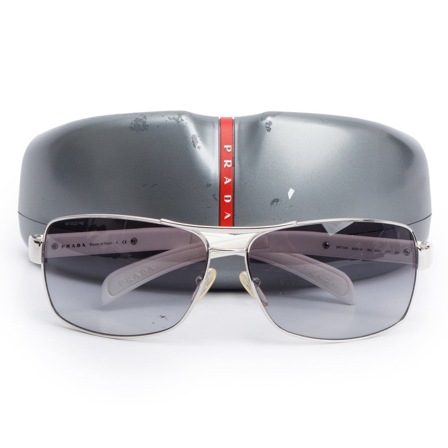 Prada SPS 54I White Linea Rossa Aviator Sunglasses