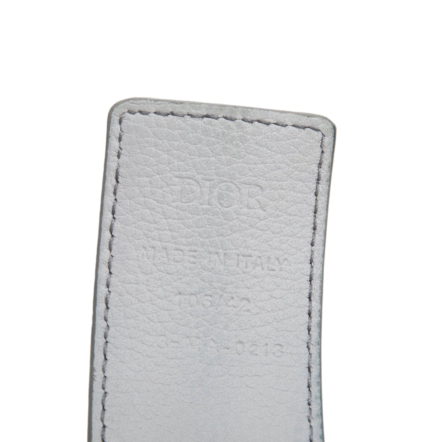 Christian Dior 2023 Gray Calf Leather Oblique Cosmo Buckle Reversible Belt, 105 42