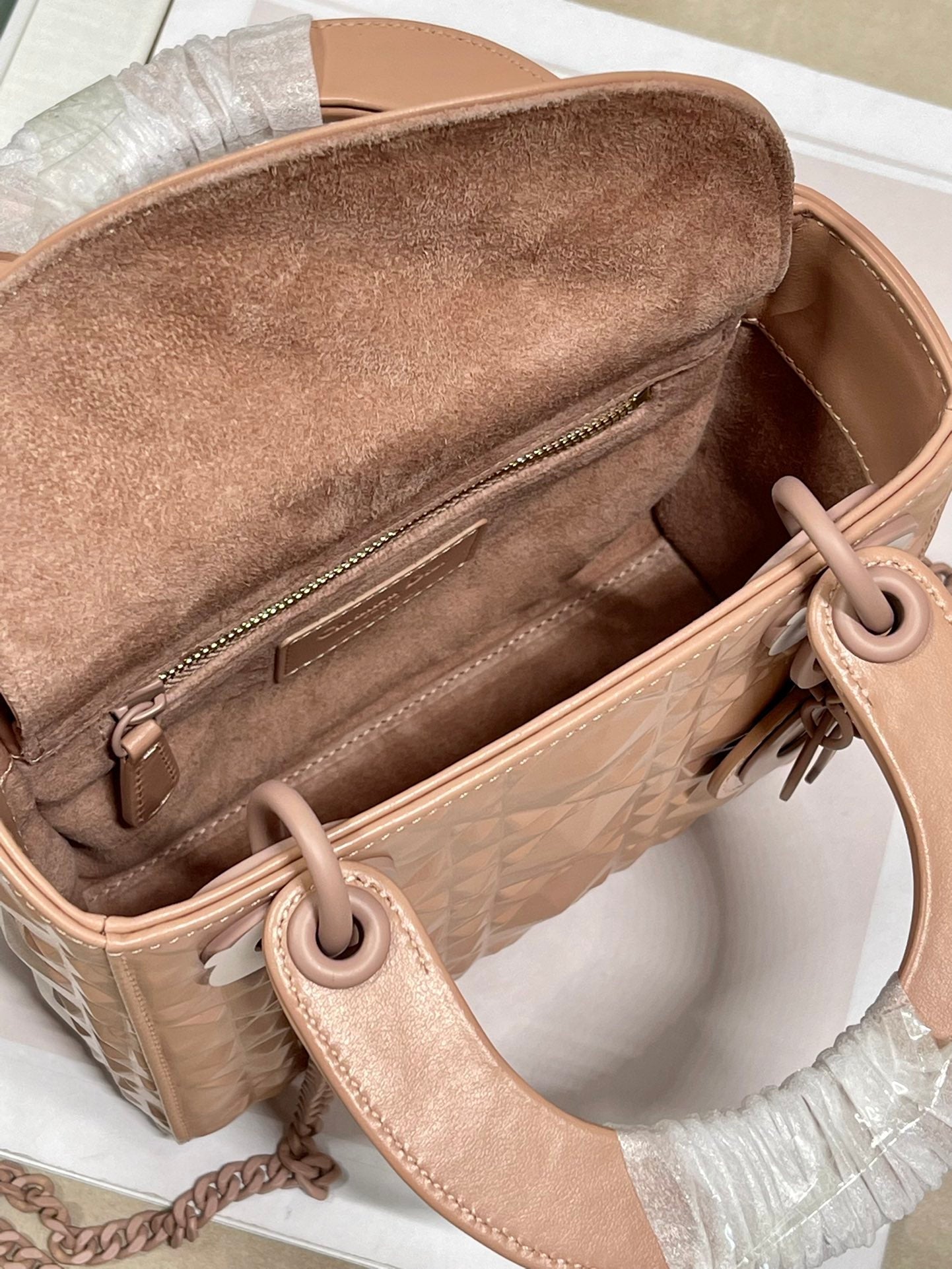 Top Quality Mini Lady Bag Cannage with Beaded Motif, Brown, For Women Womens Handbags, Crossbody Bags, 18cm CD