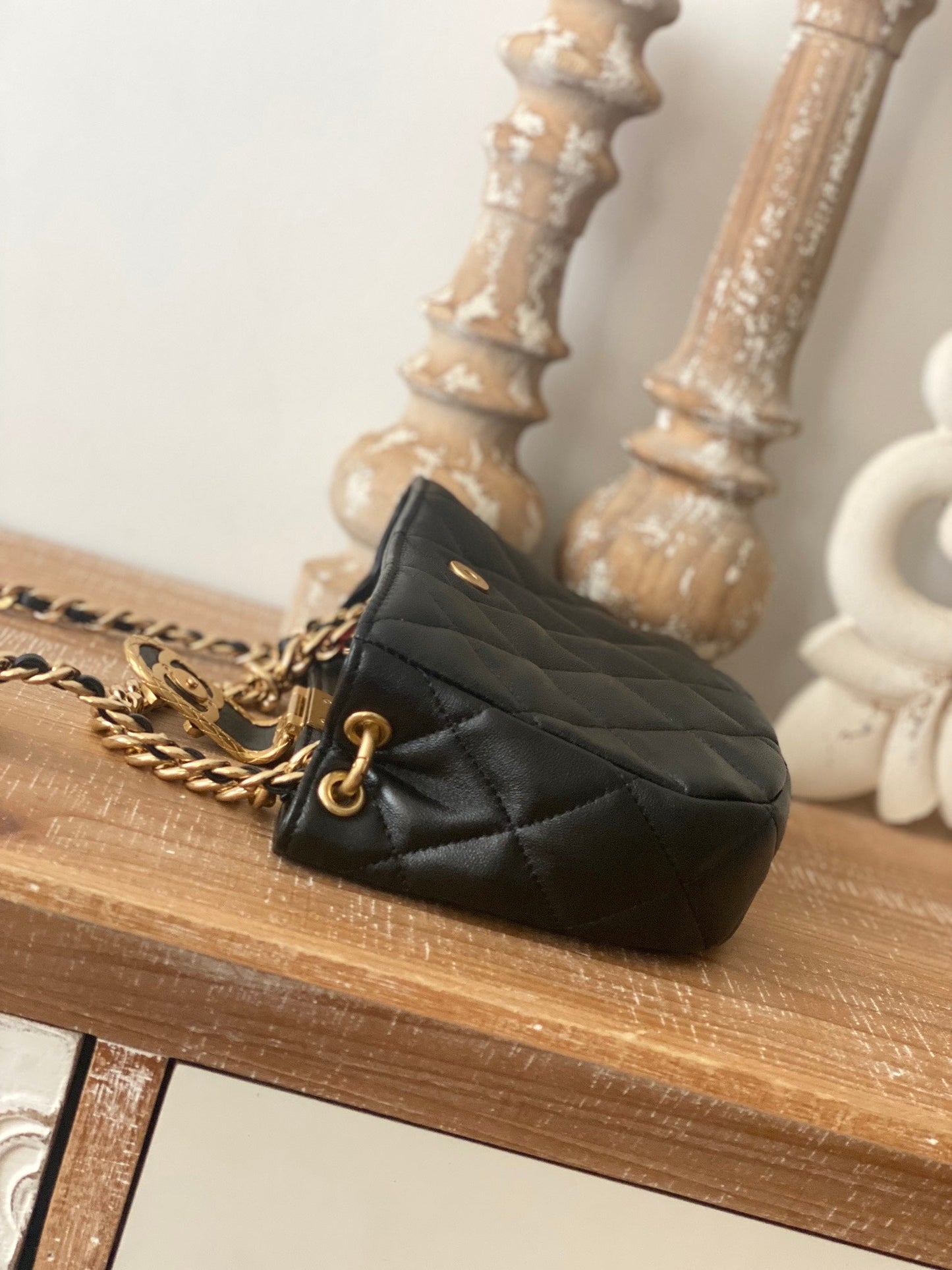 CHLSmall Hobo Bag Gold Hardware Black For Women, Women’s Handbags, Shoulder Bags 7.5in/19cm