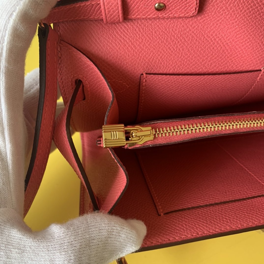 Top Quality Kelly Classique To Go Wallet  21cm/8.3in Gold Toned Hardware For Women Pink