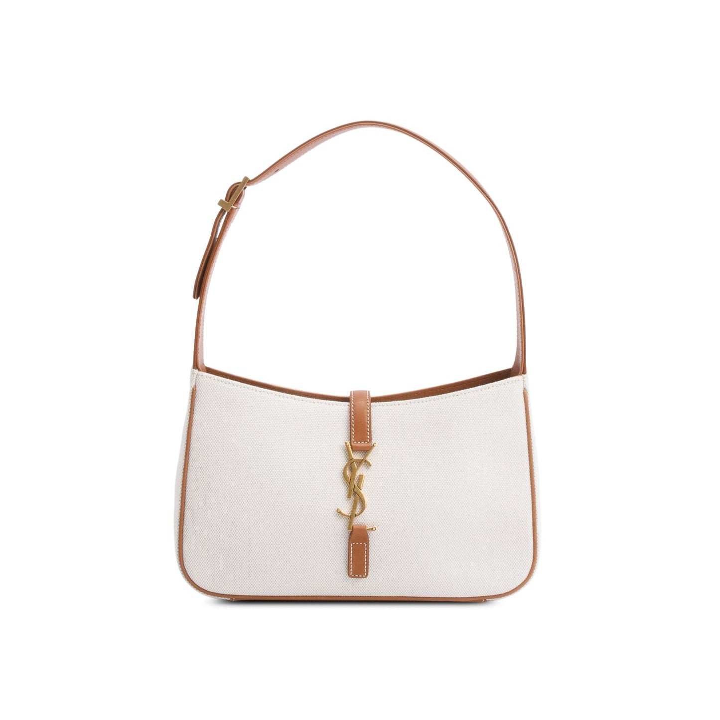 Saint Laurent 2022 White Canvas and Leather Le 5 a 7 Bag