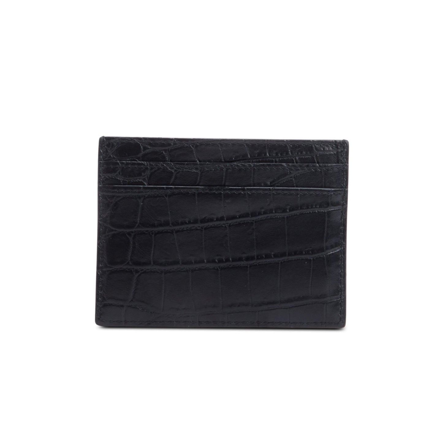 Saint Laurent Black Crocodile Embossed Leather Paris Card Case