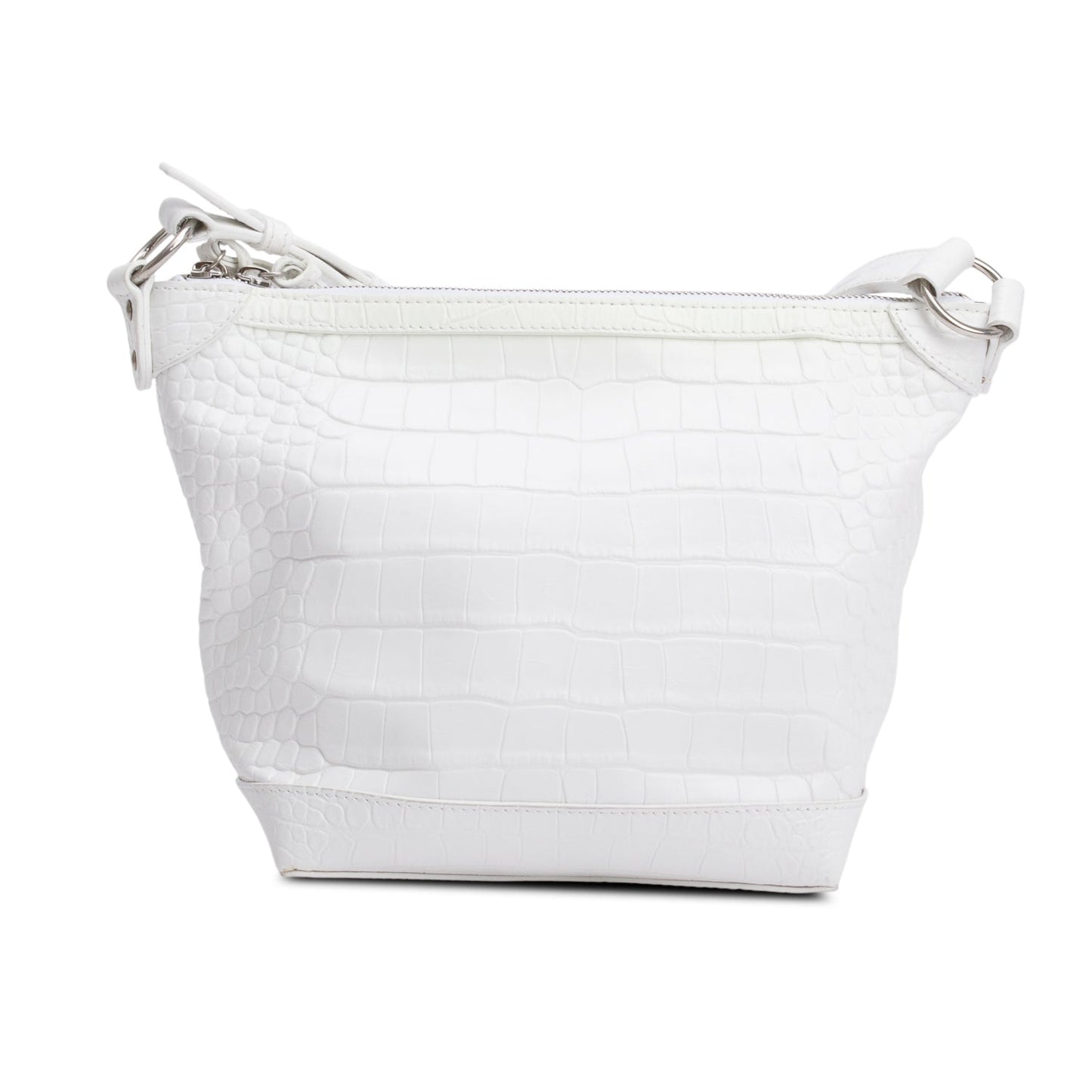 Balenciaga White Crocodile Embossed Leather XS Neo Classic Hobo Bag
