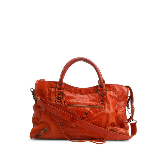 Balenciaga Orange Arena Lambskin Leather Le City Medium Bag