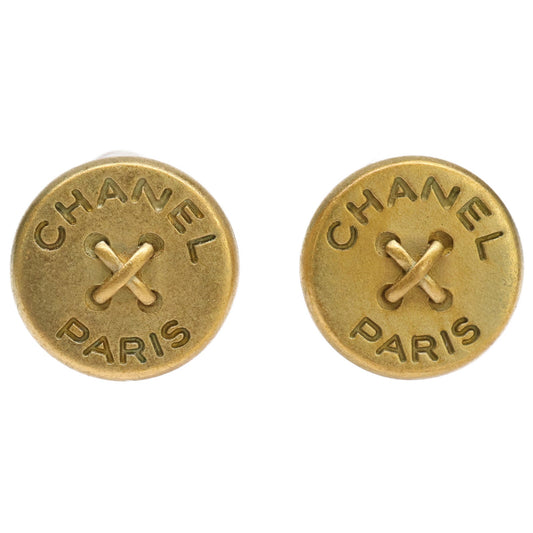 Chanel Logo Button Earrings