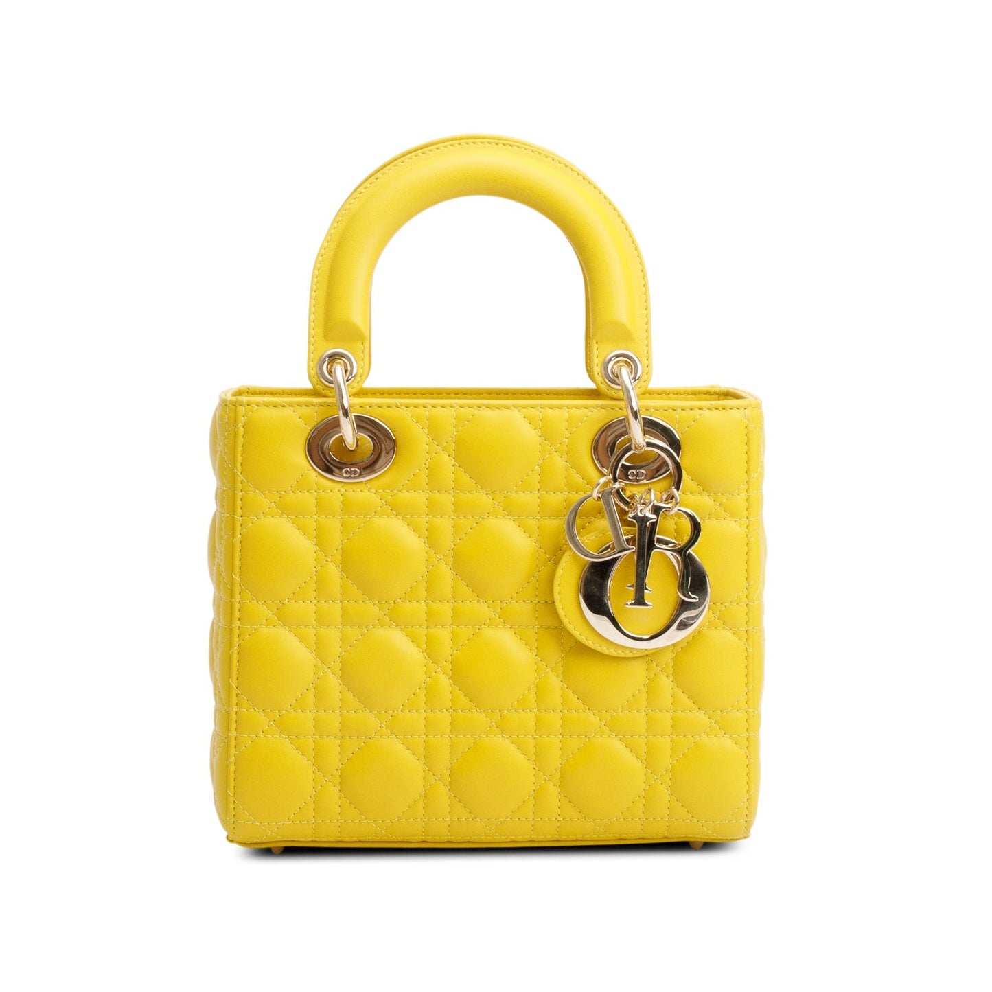 Christian Dior Yellow Cannage Lambskin Leather Small Lady Dior My ABCDior Bag