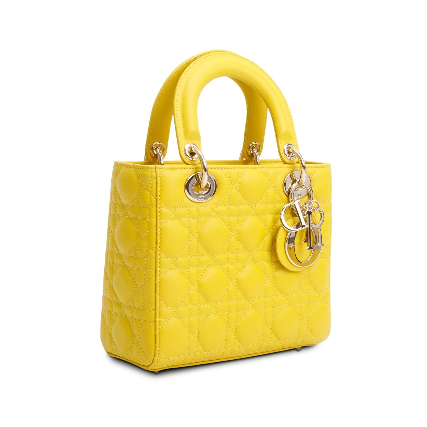 Christian Dior Yellow Cannage Lambskin Leather Small Lady Dior My ABCDior Bag