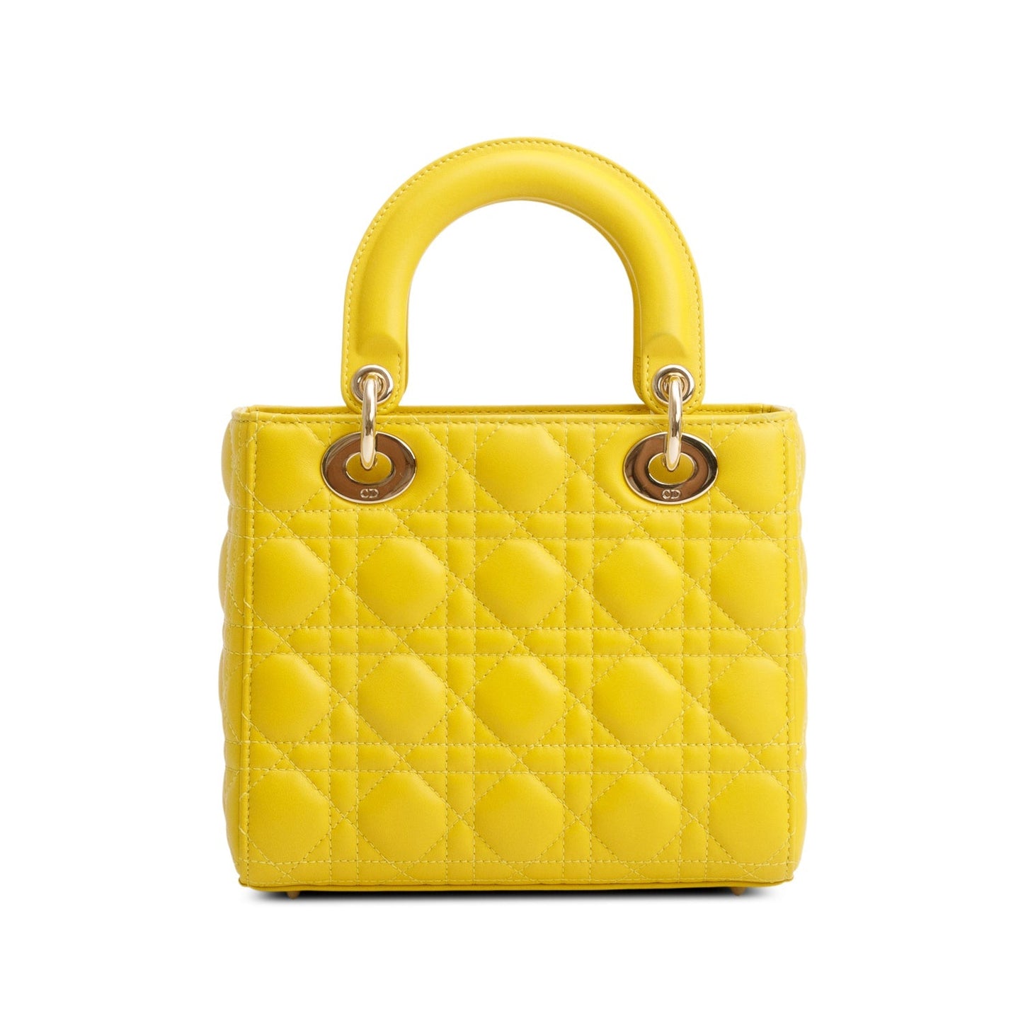 Christian Dior Yellow Cannage Lambskin Leather Small Lady Dior My ABCDior Bag