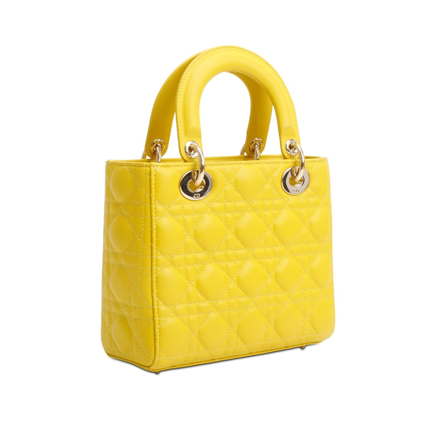 Christian Dior Yellow Cannage Lambskin Leather Small Lady Dior My ABCDior Bag