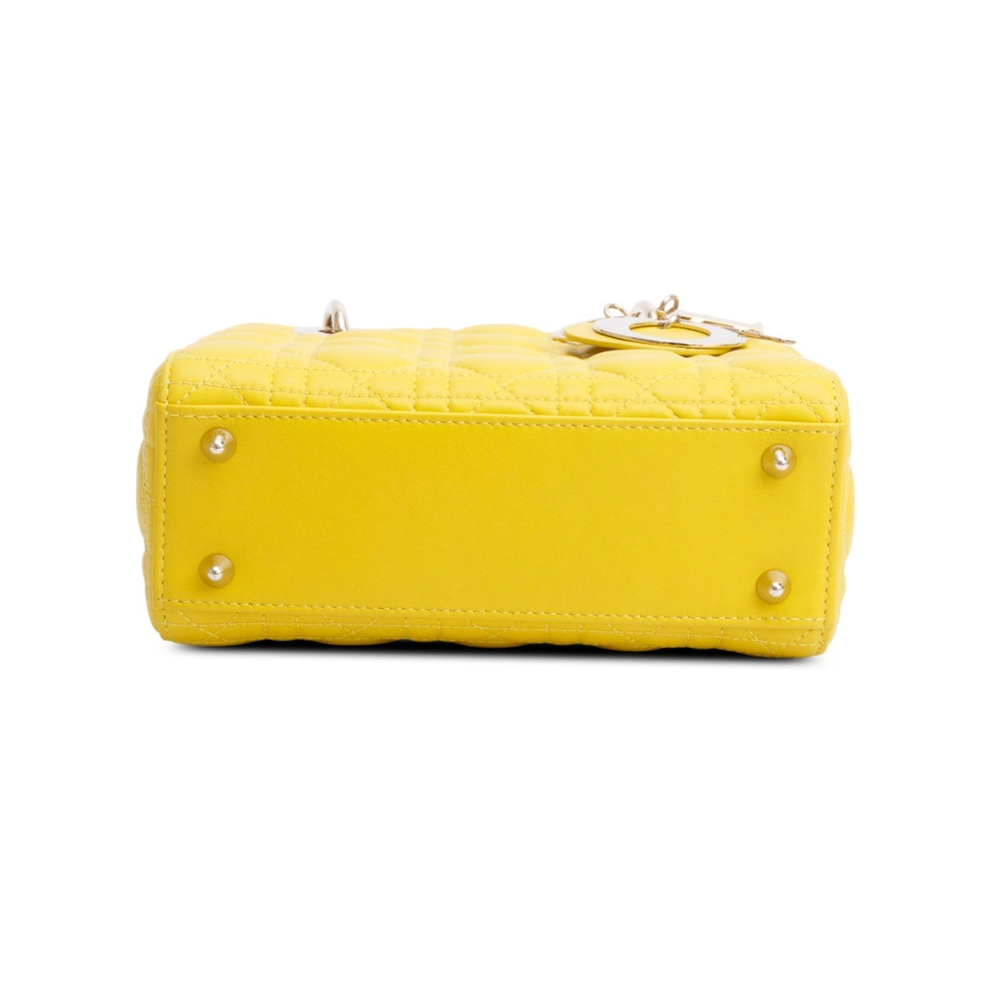 Christian Dior Yellow Cannage Lambskin Leather Small Lady Dior My ABCDior Bag