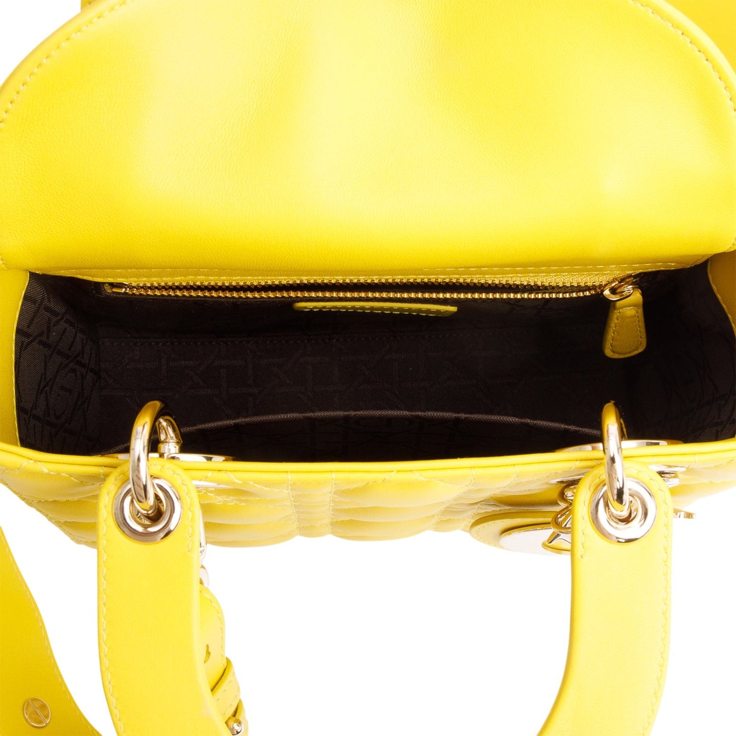 Christian Dior Yellow Cannage Lambskin Leather Small Lady Dior My ABCDior Bag
