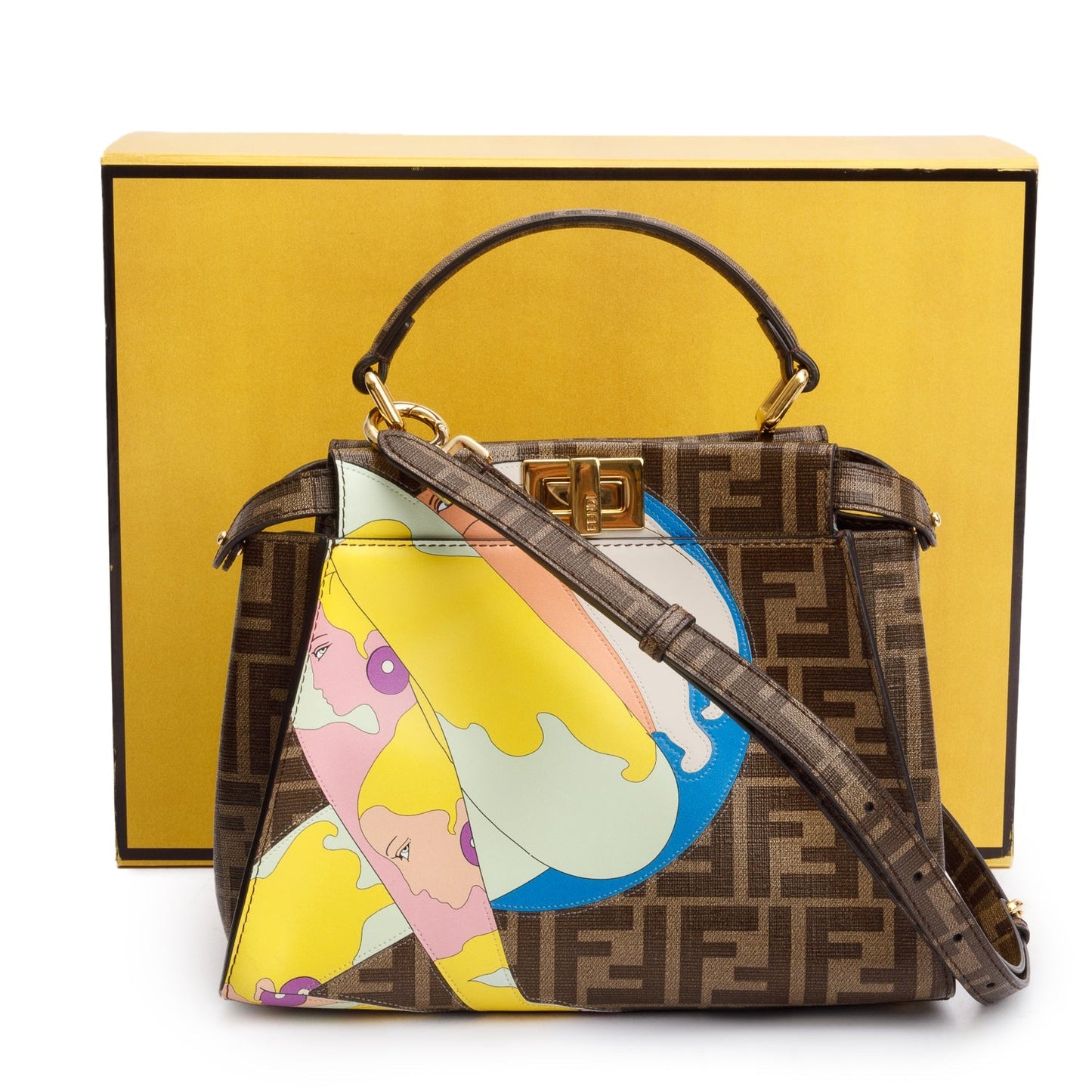 Fendi x Antonio Lopez FF Zucca Canvas Print Inlay Mini Peekaboo Bag