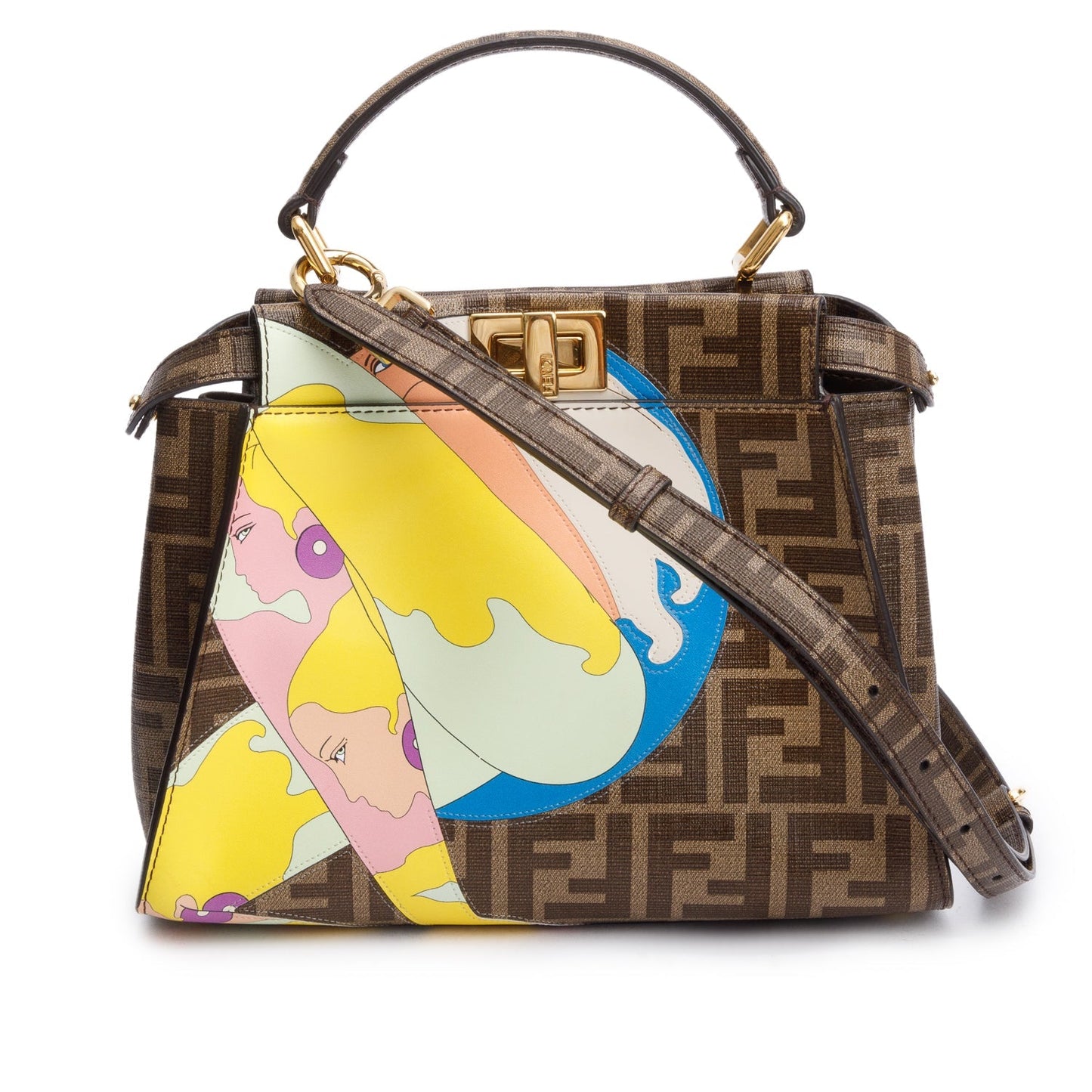 Fendi x Antonio Lopez FF Zucca Canvas Print Inlay Mini Peekaboo Bag