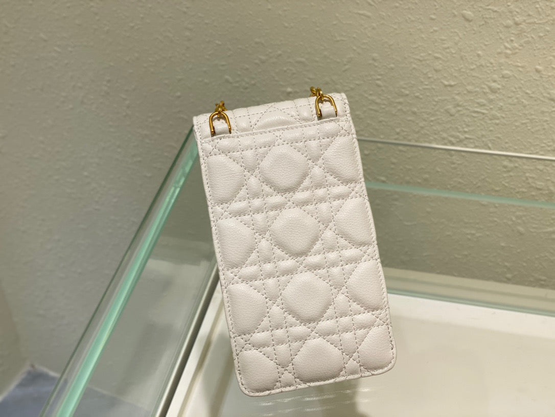 Top Quality Caro Phone Holder With Chain White, For Women, Womens Handbags 7.5in/18.5cm CD