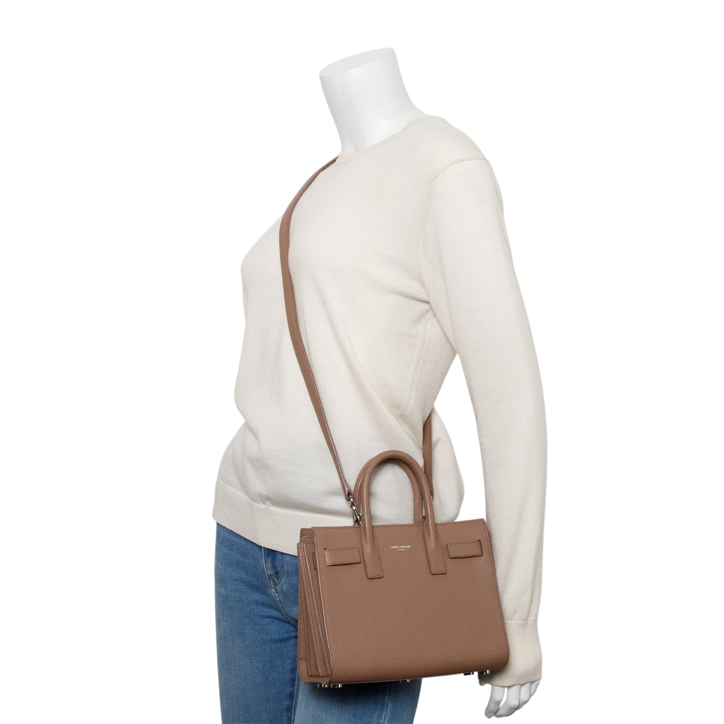 Saint Laurent Beige Grained Leather Nano Sac De Jour