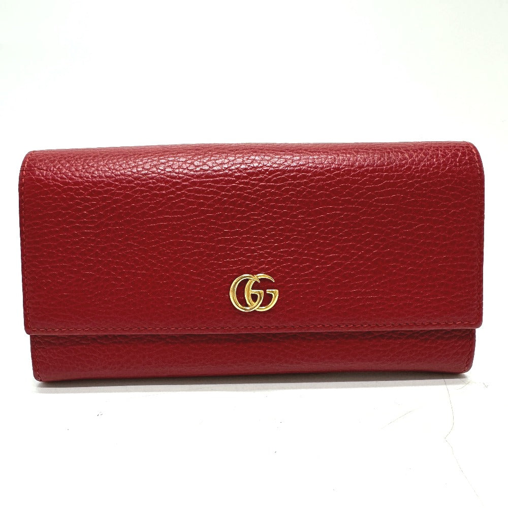 GUCCI Long Wallet Purse 456116 leather Red FF Marmont Women