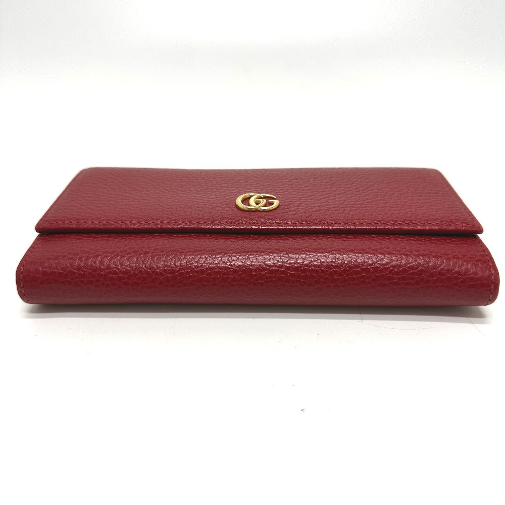 GUCCI Long Wallet Purse 456116 leather Red FF Marmont Women