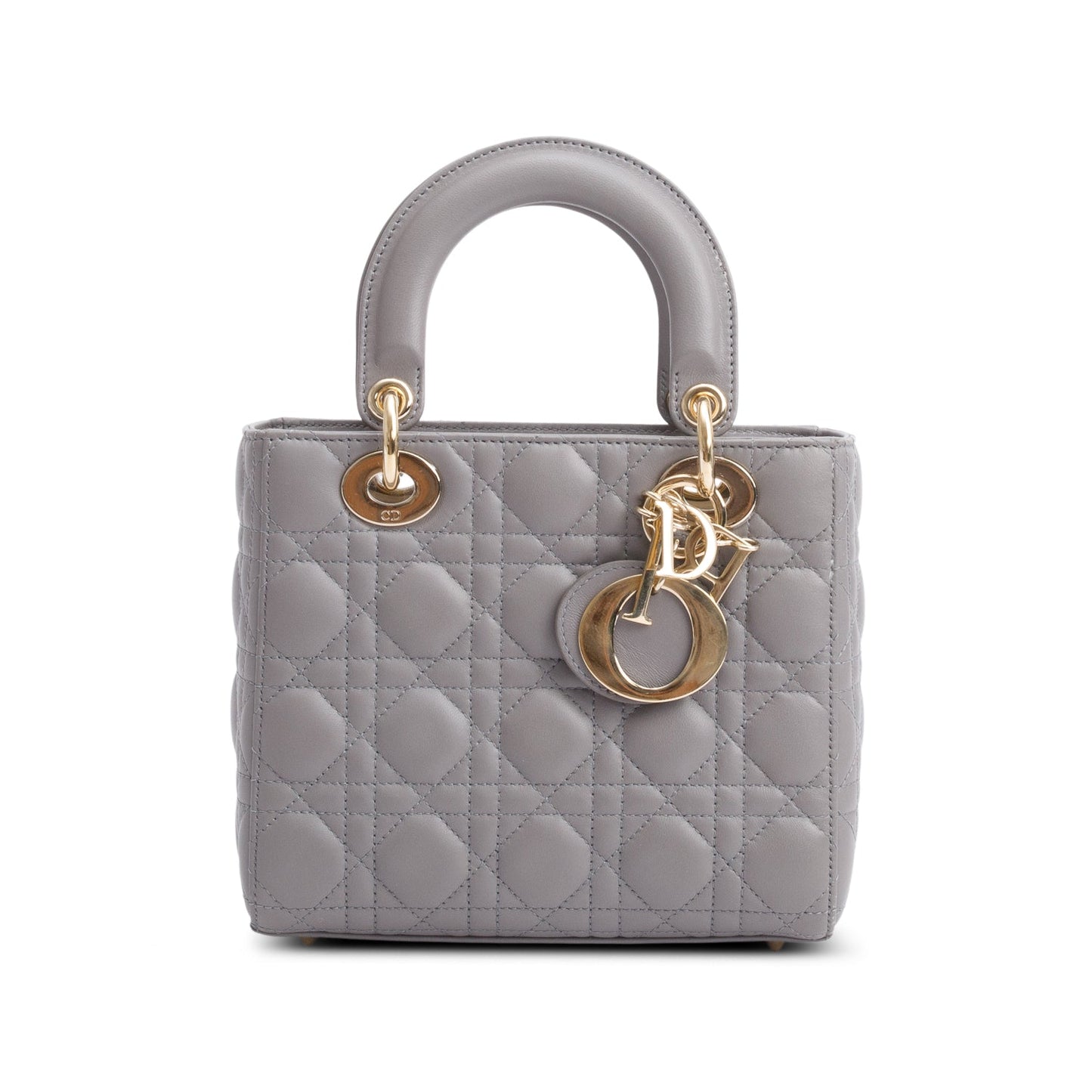 Christian Dior Grey Cannage Lambskin Leather Small Lady Dior My ABCDior Bag
