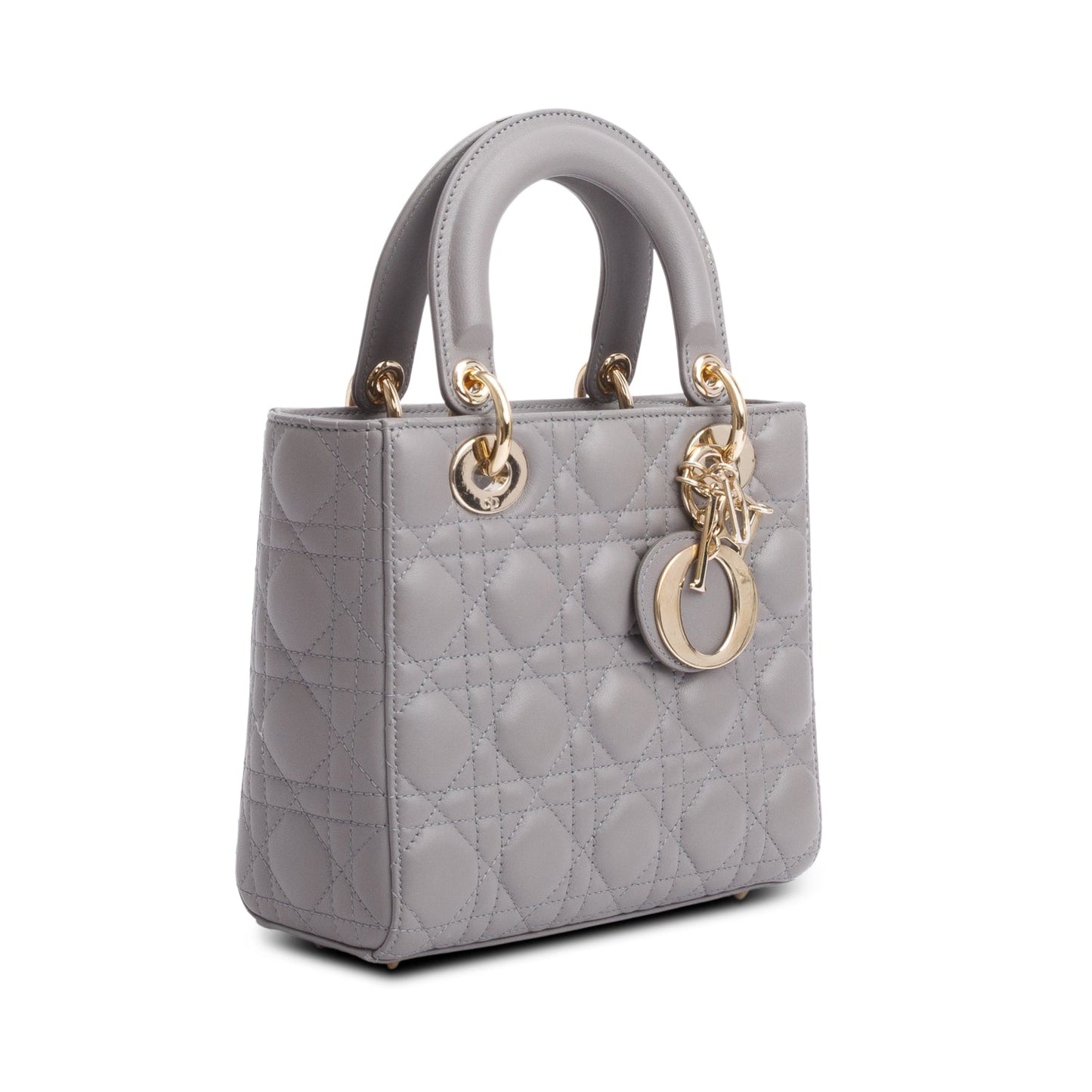 Christian Dior Grey Cannage Lambskin Leather Small Lady Dior My ABCDior Bag