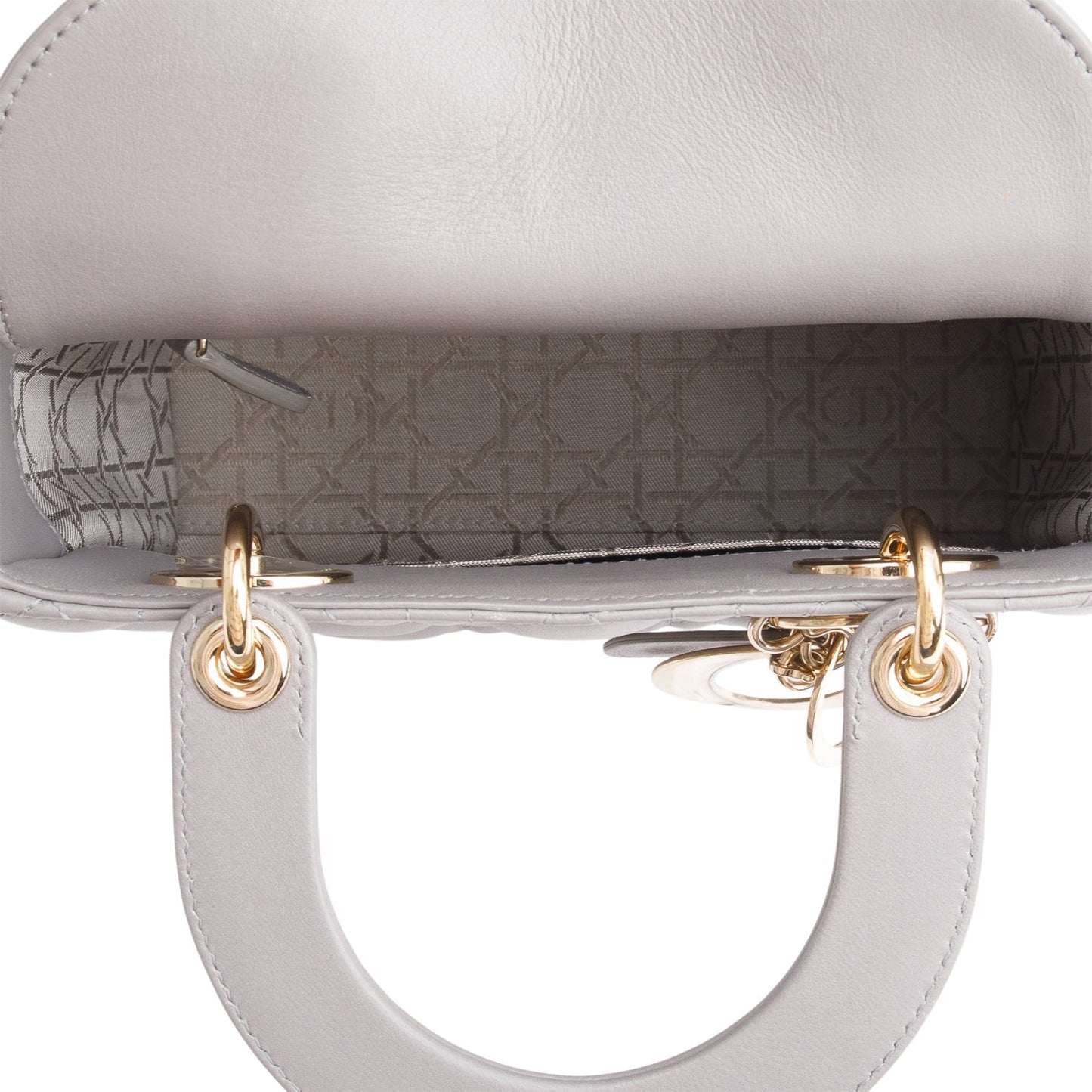 Christian Dior Grey Cannage Lambskin Leather Small Lady Dior My ABCDior Bag