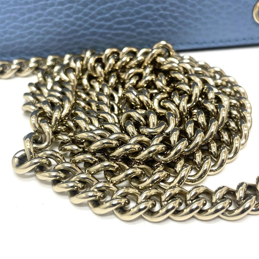 GUCCI Long Wallet Purse 466506 leather blue logo Chain wallet Women Secondhand