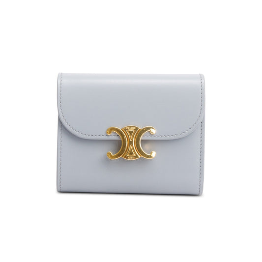 Celine 2023 Blue Leather Small Flap Triomphe Wallet