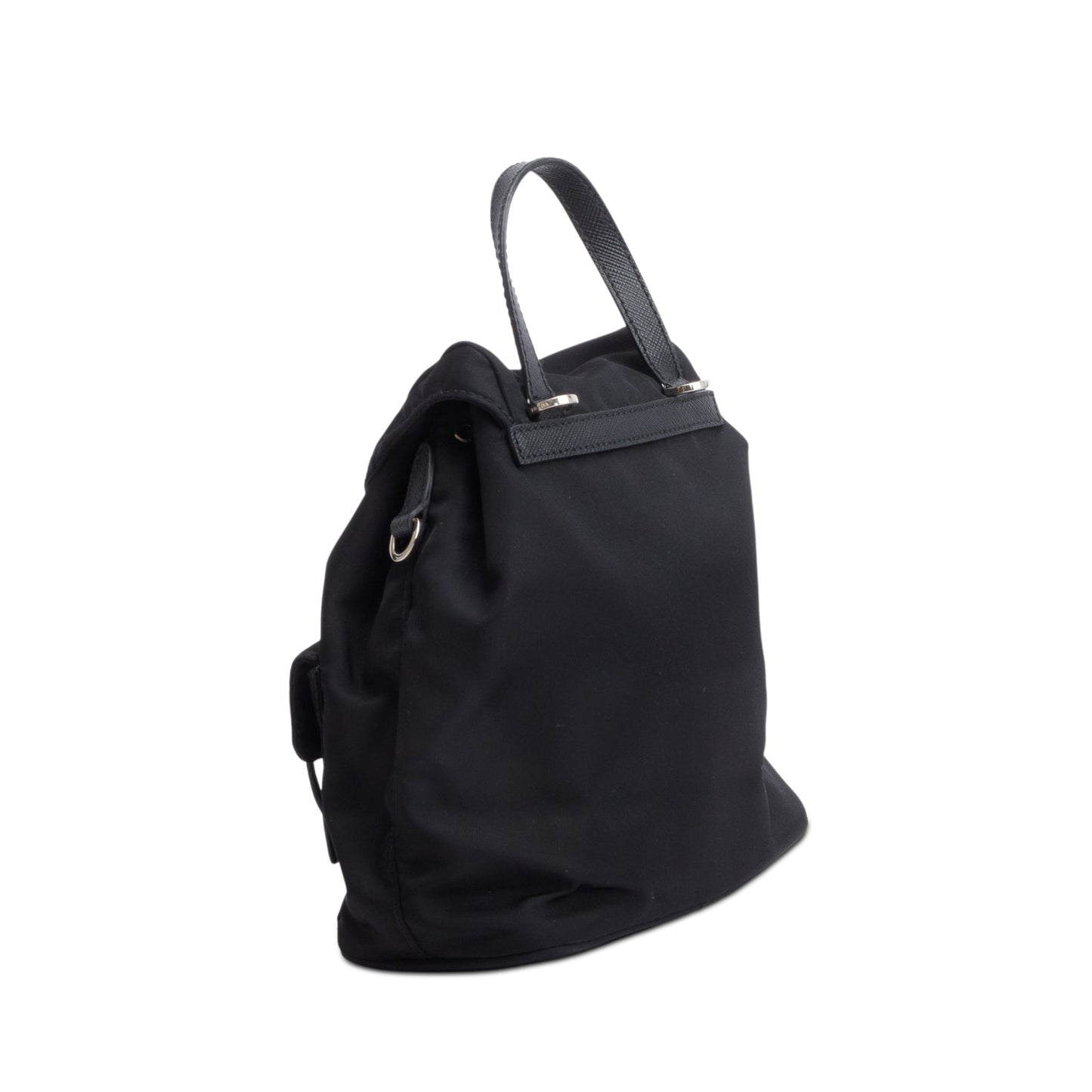 Prada Black Tessuto Nylon & Saffiano Leather Mini Double Pocket Chain Shoulder Bag